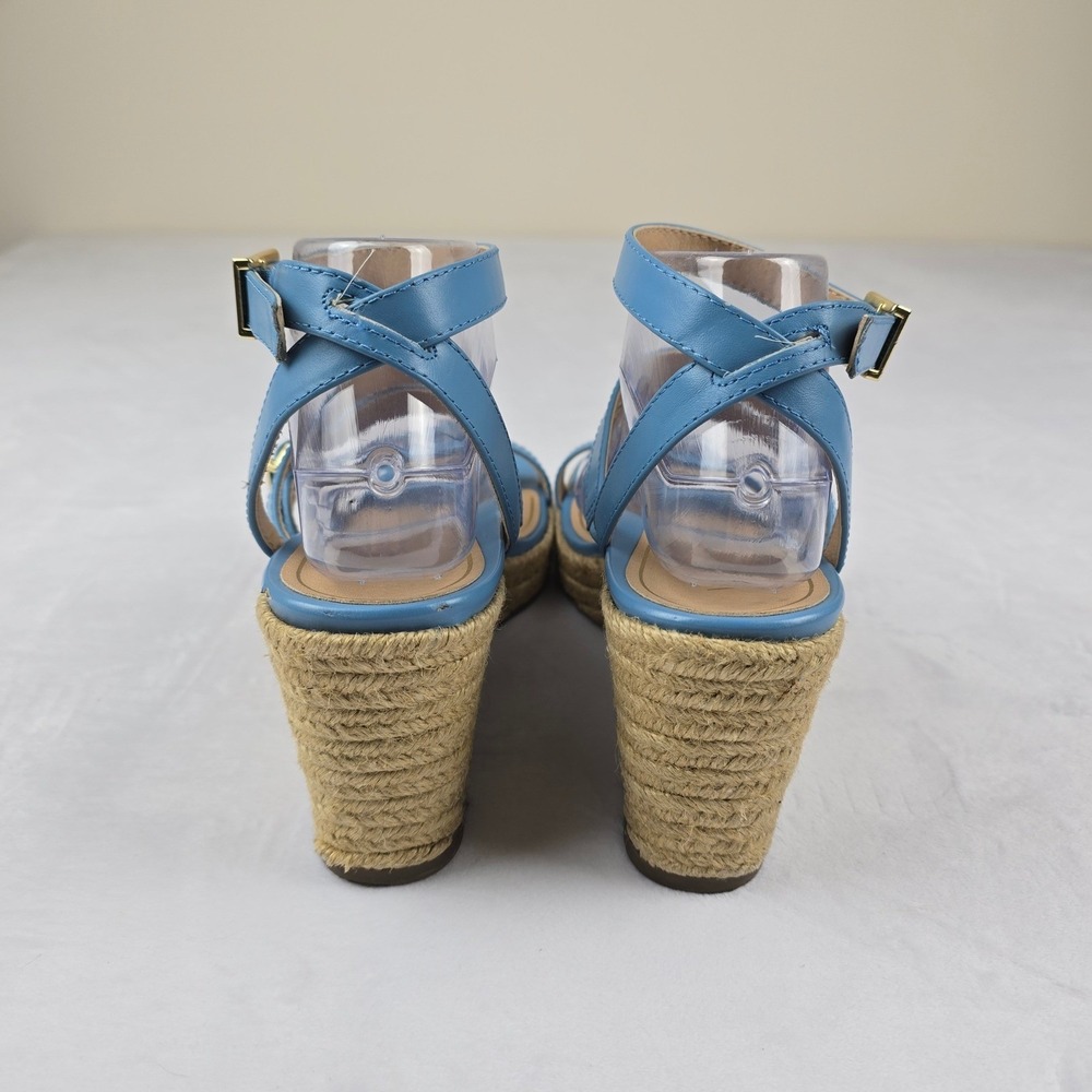 Vionic Sabina Blue Leather Espadrille Wedge Sandals Women's Size 8.5 - Picture 4 of 8